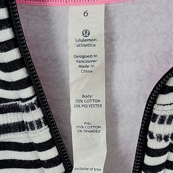 ✨ Lululemon Athletica Striped Zip Hoodie – Size 6 – Thick, Soft & Classic! ✨ - Picture 6 of 12